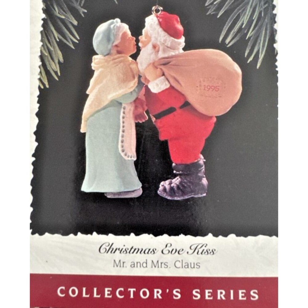 Hallmark 1995 Christmas Eve Kiss Mr. and Mrs. Santa Claus Keepsake Ornament - Picture 6 of 7